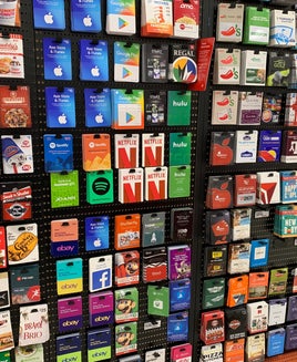 array of gift cards