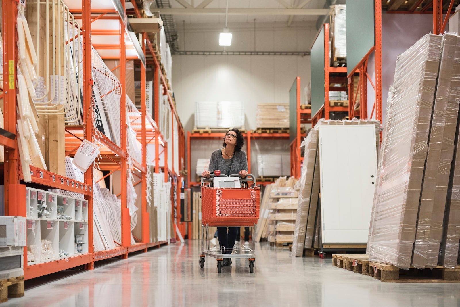 A customer browses through a home improvement store