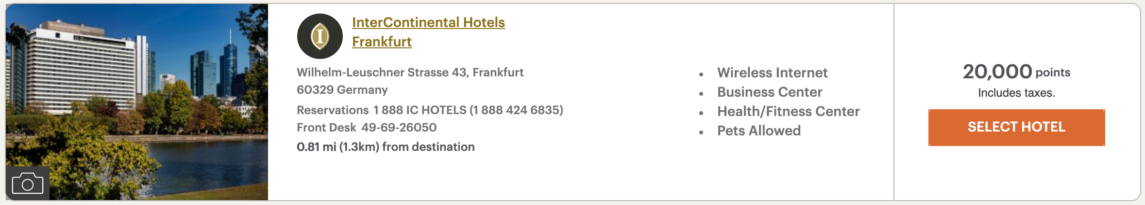 InterContinental Frankfurt Pricing