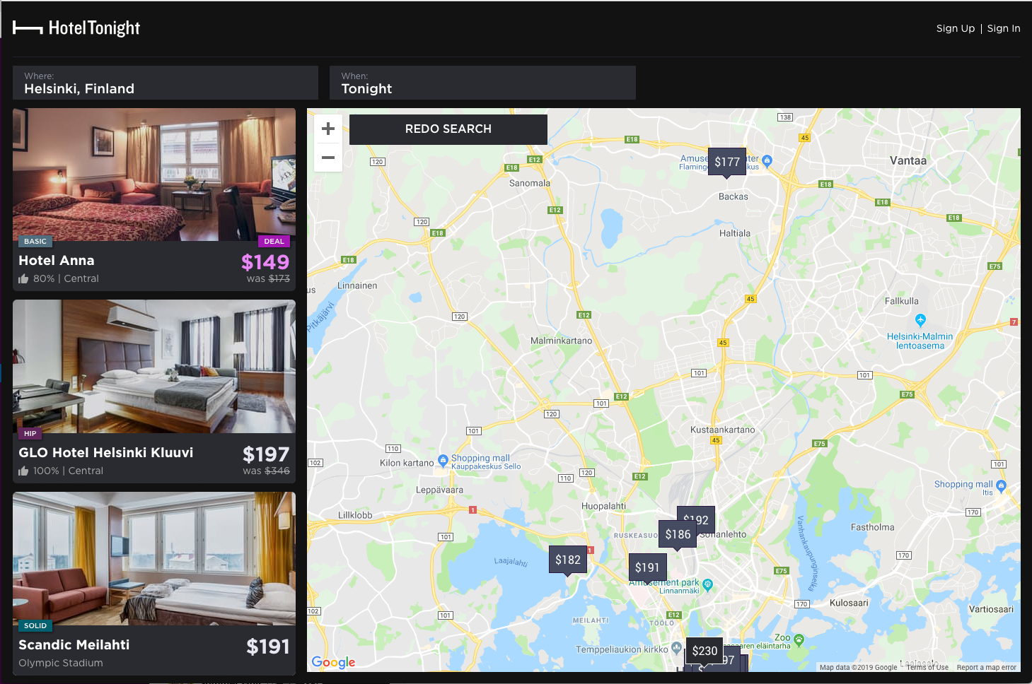 HotelTonight Helsinki