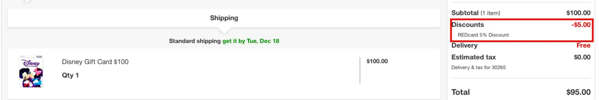Target REDcard discount on Disney gift cards
