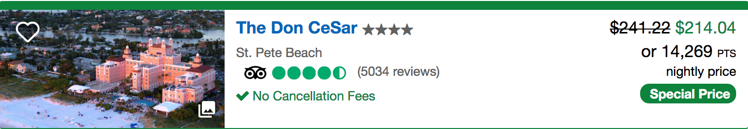 The Don CeSar - St. Pete Beach, Florida on Chase Ultimate Rewards points