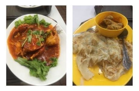 I enjoyed Singaporean food including chili crabs, left, and pork dumplings, right. (Photo by Benét J. Wilson/The Points Guy)