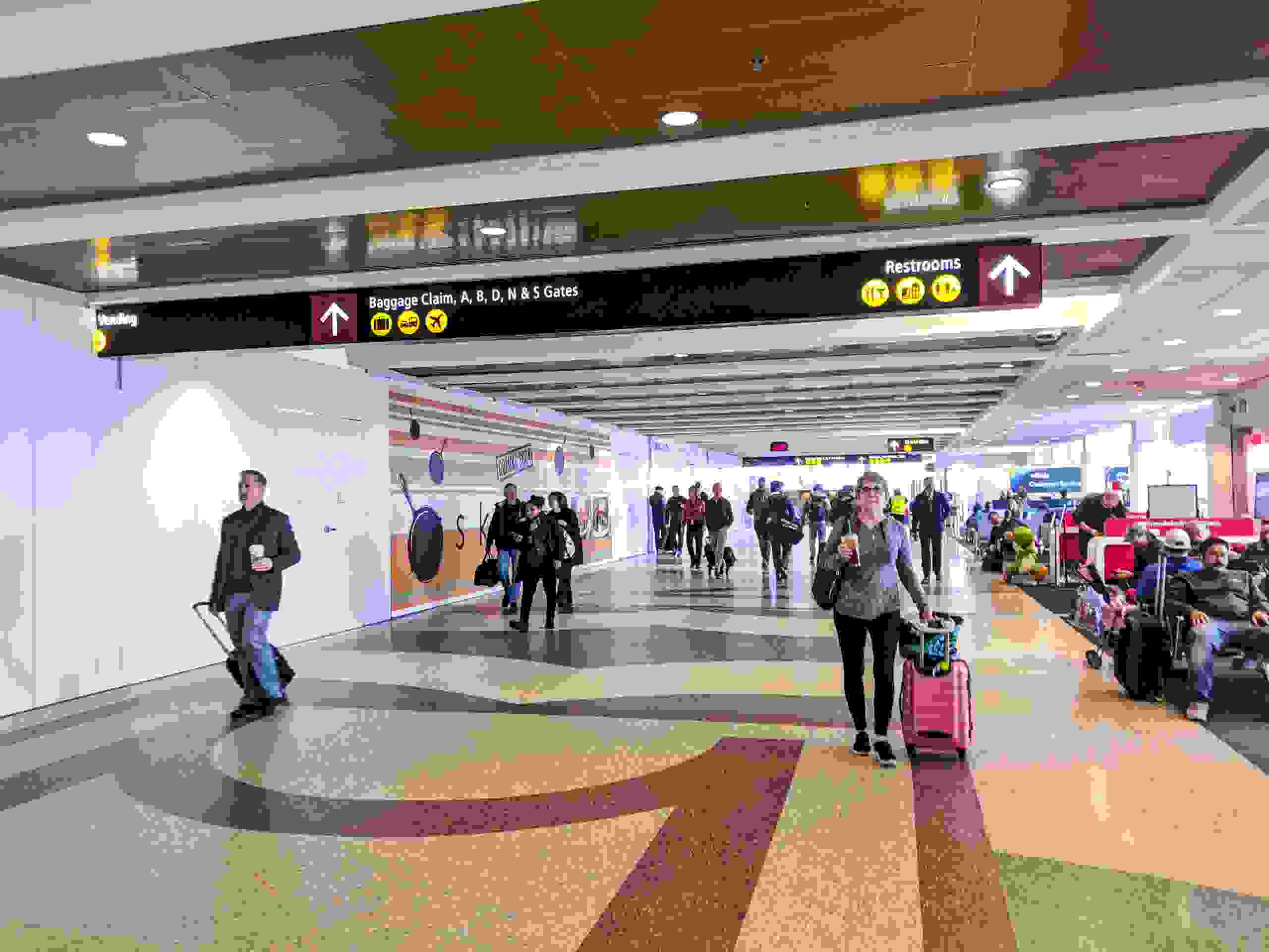 The Seattle airport was relatively crowded compared to its counterparts in other cities in early March, 2020