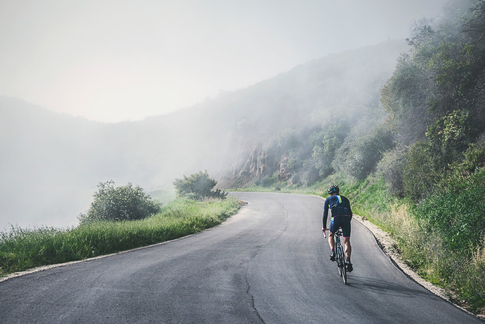 Biking up the Gibraltar Road in Santa Barbara, California