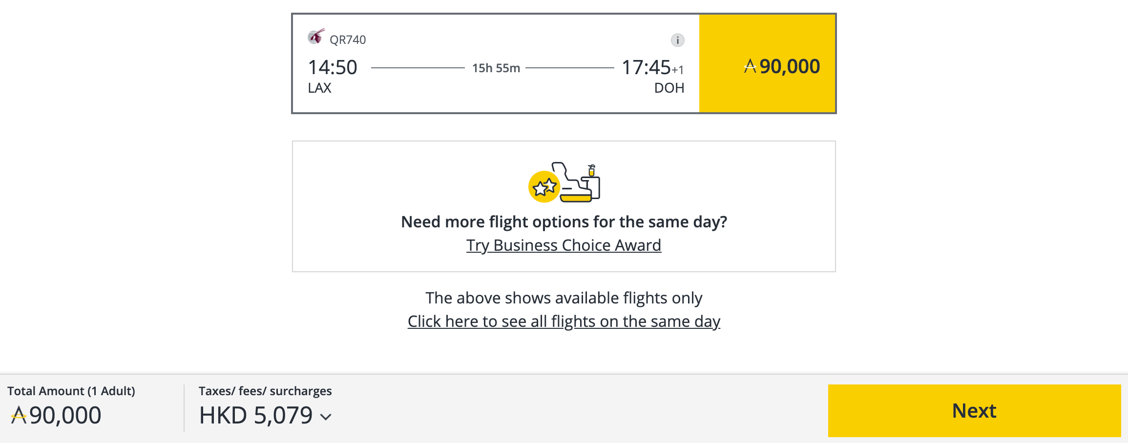 Booking LAX DOH with Asia Miles