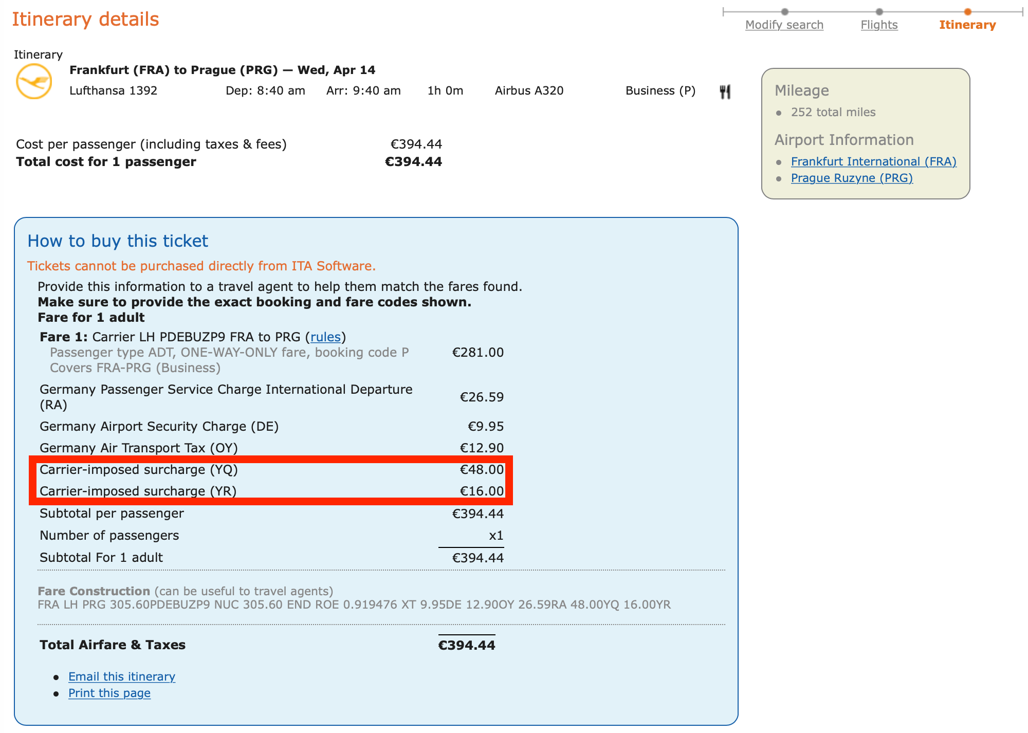 Calculating fuel surcharges with ITA Matrix