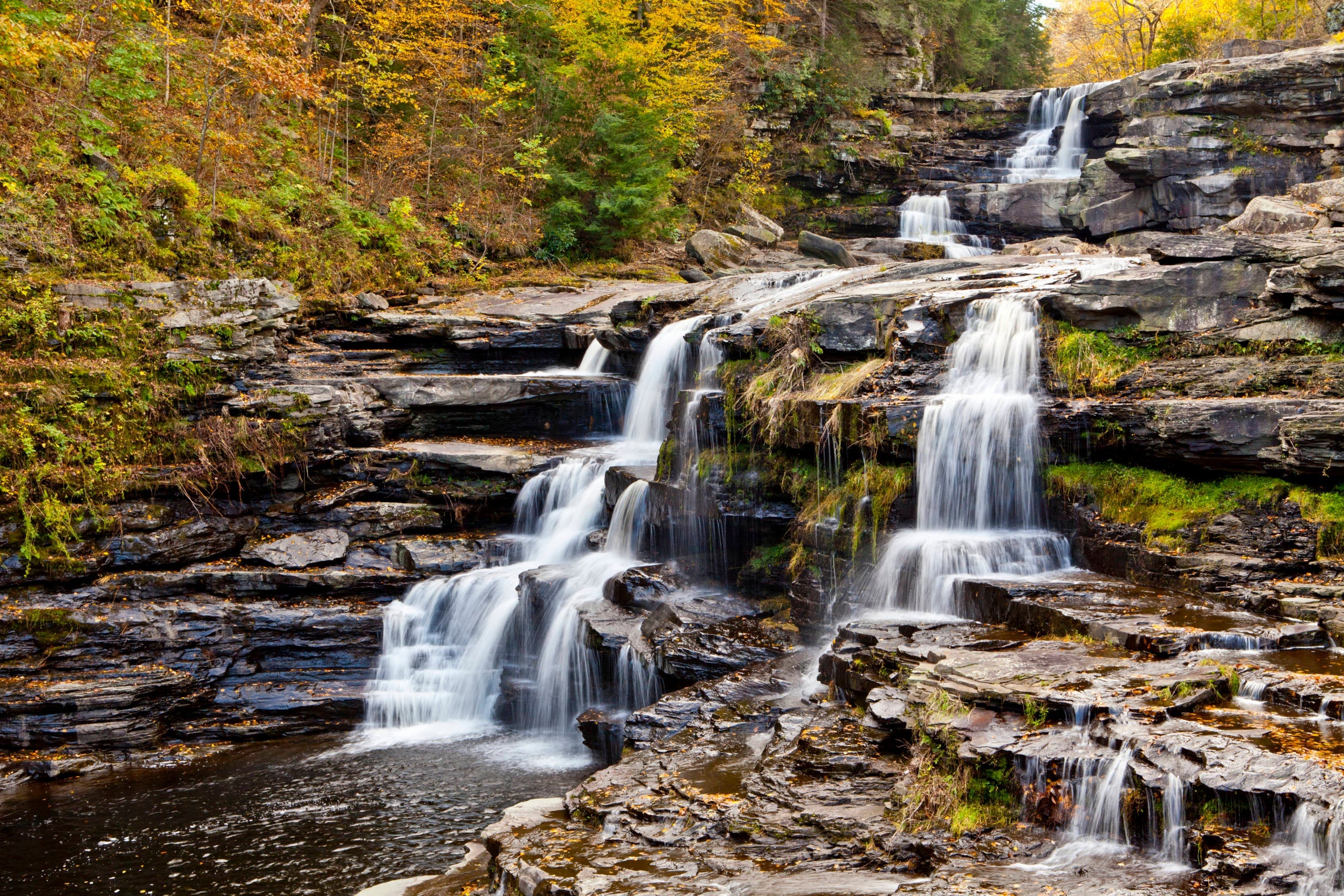 Wallenpaupack Creek Waterfalls near Hawley, Pennsylvania. (Photo by Richard T. Nowitz/Getty Images)