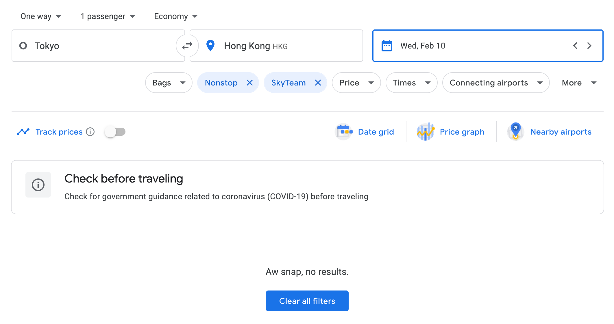 HKG TYO Google Flights Results SkyTeam