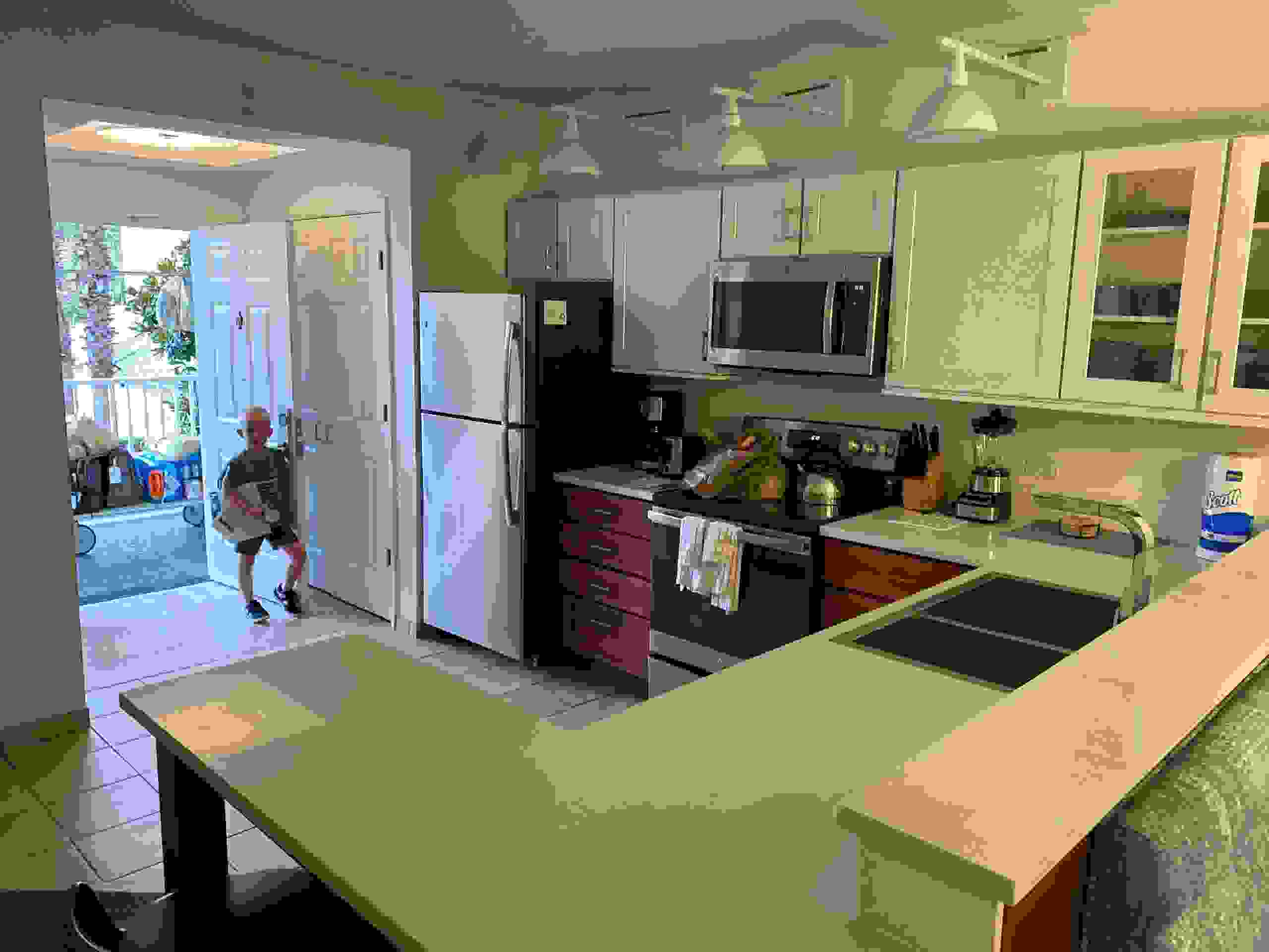 Full kitchen to cook our meals and stay away from restaurants. Photo courtesy author.