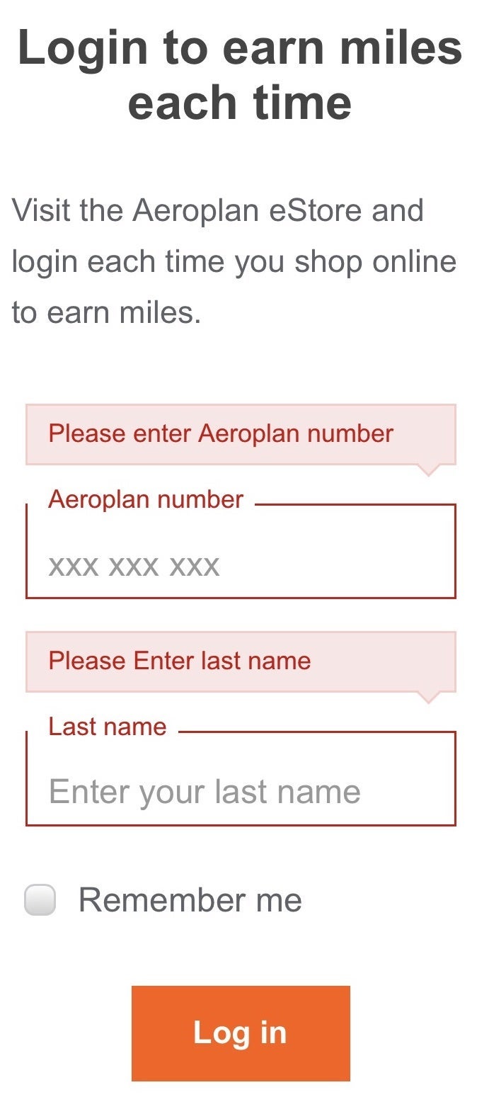 Signing in to earn Aeroplan miles with Uber Eats