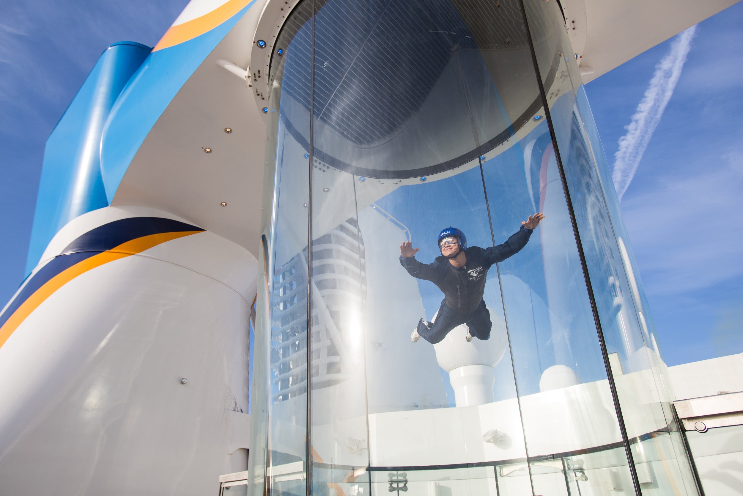 skydiving simulator atop Royal Caribbean’s Quantum of the Seas.