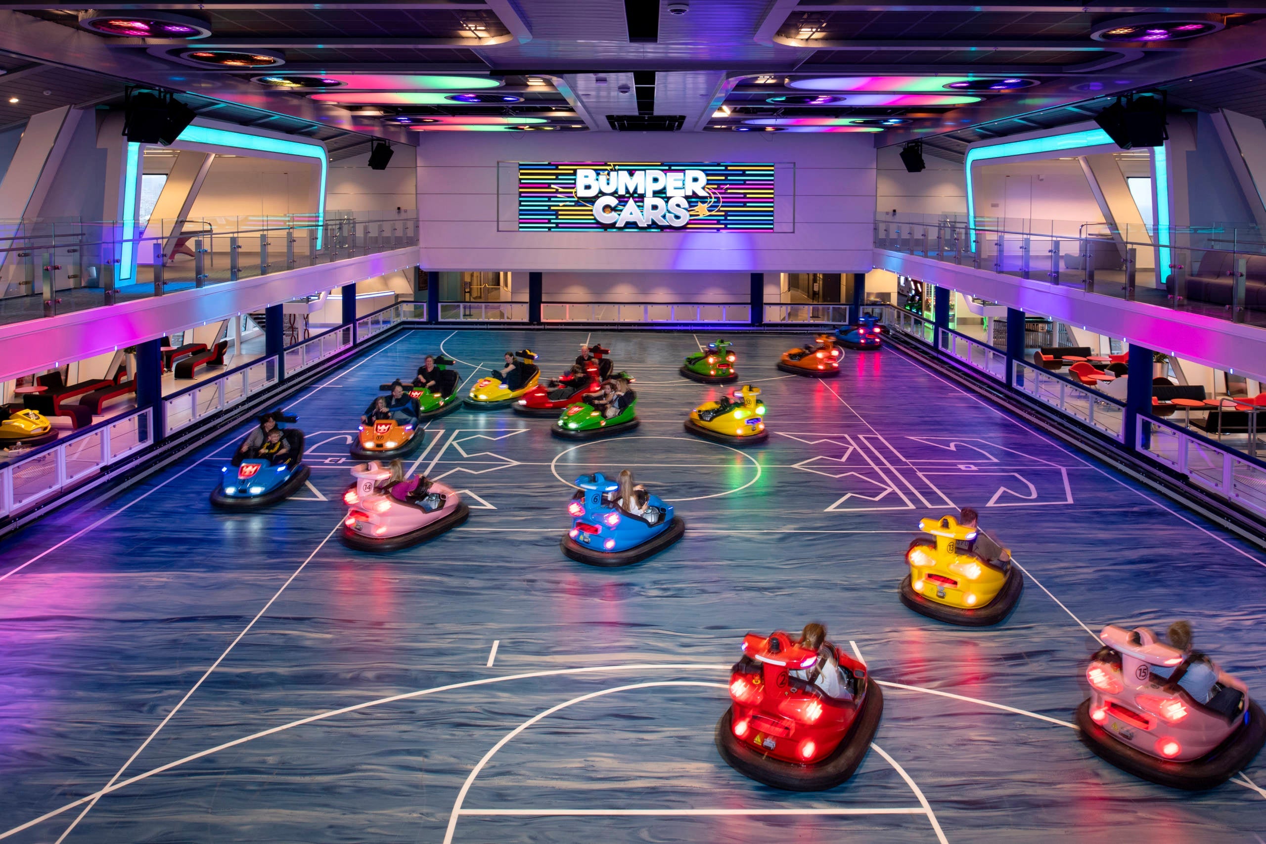 Bumper cars in The SeaPlex on Royal Caribbean’s Spectrum of the Seas.