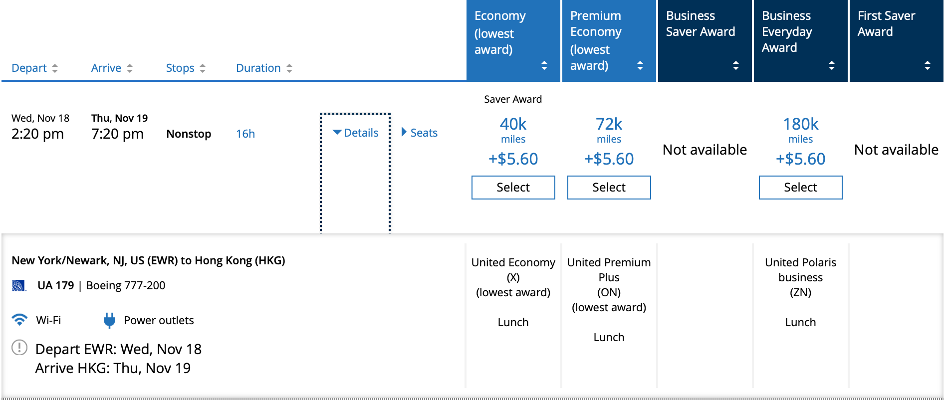 EWR HKG Pricing United MileagePlus
