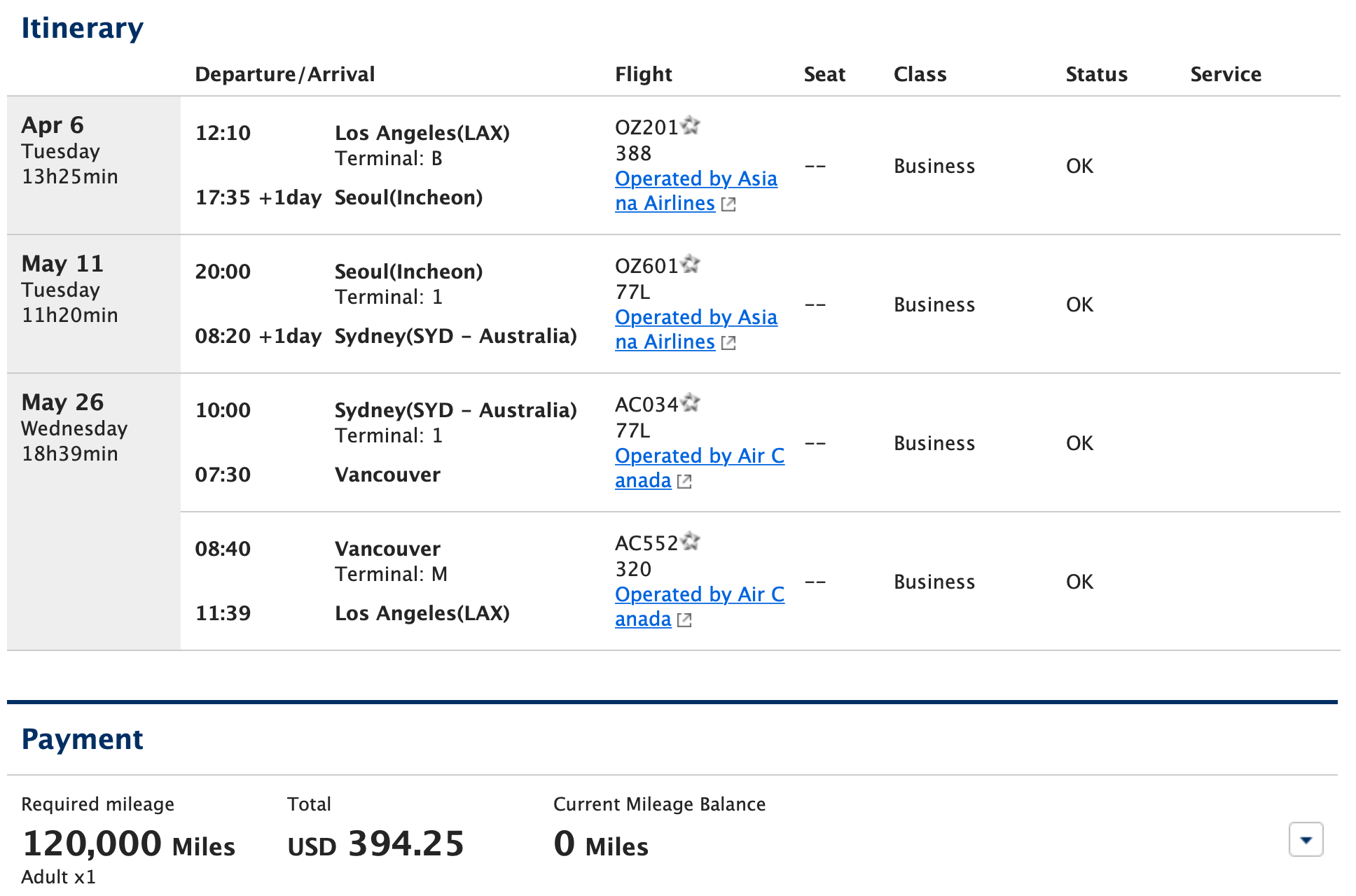 Flights to Australia via Asia