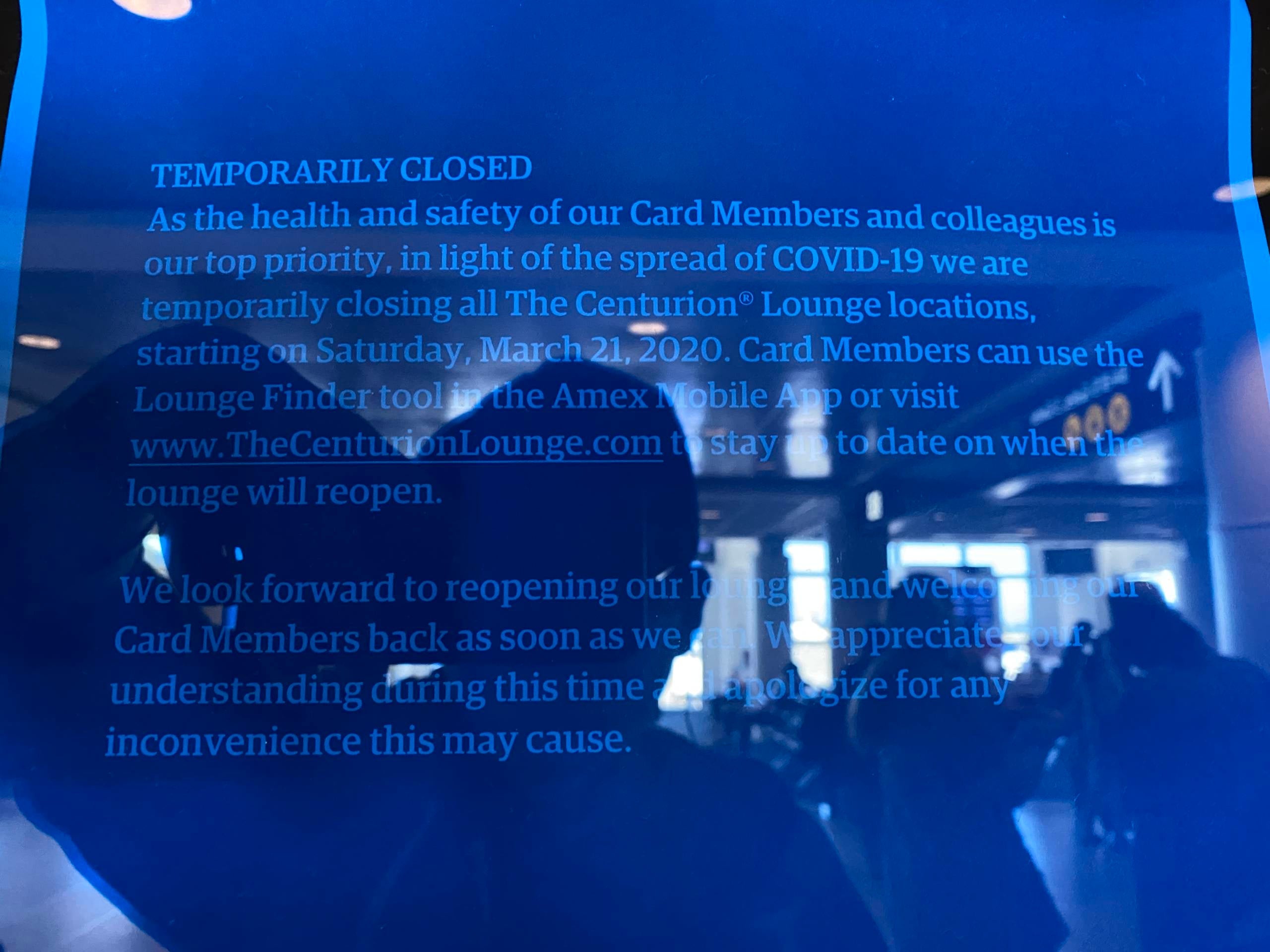 American Express Centurion Lounge closure in Seattle.