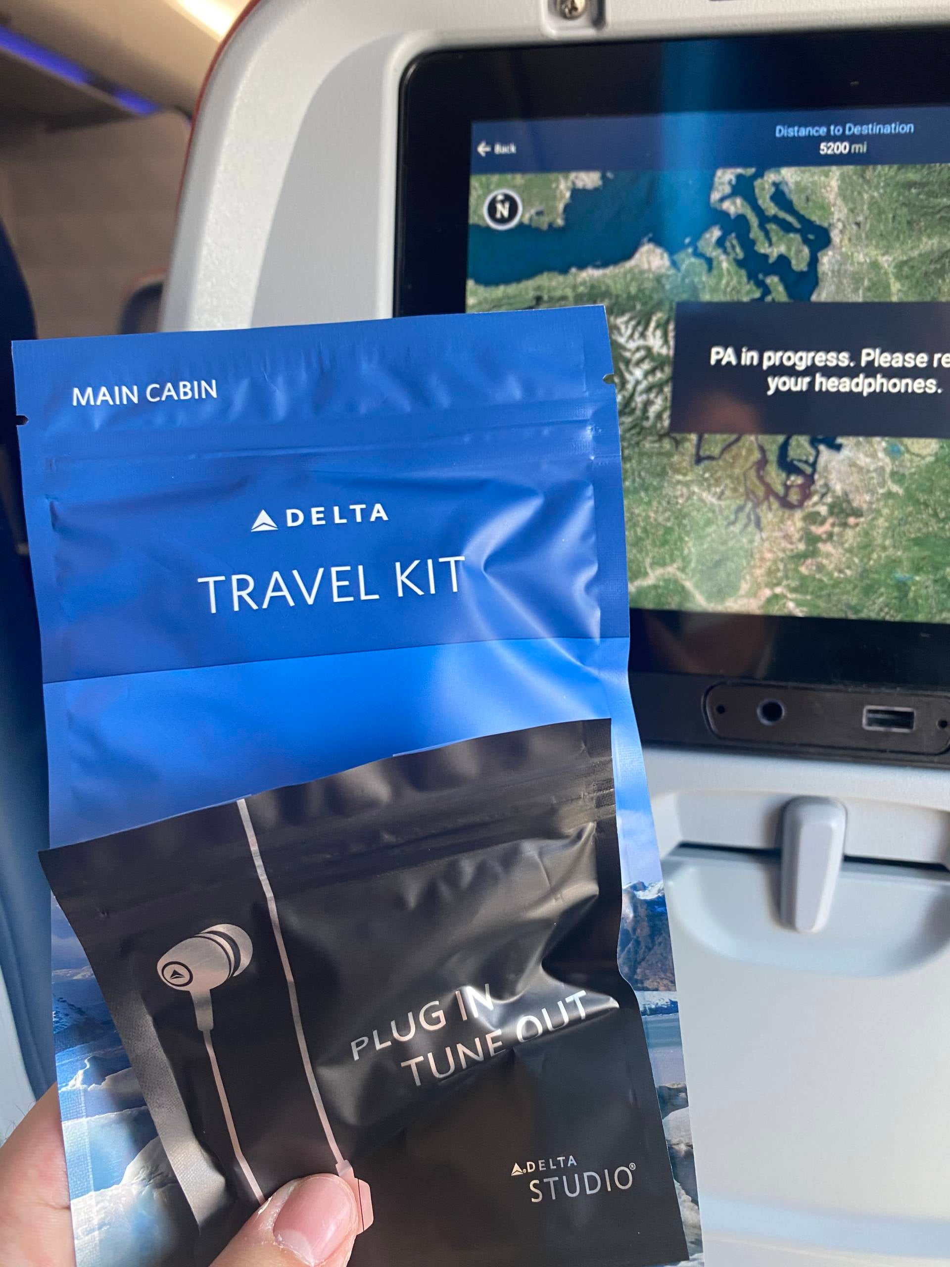 Delta Main Cabin travel kit for international travel during the pandemic