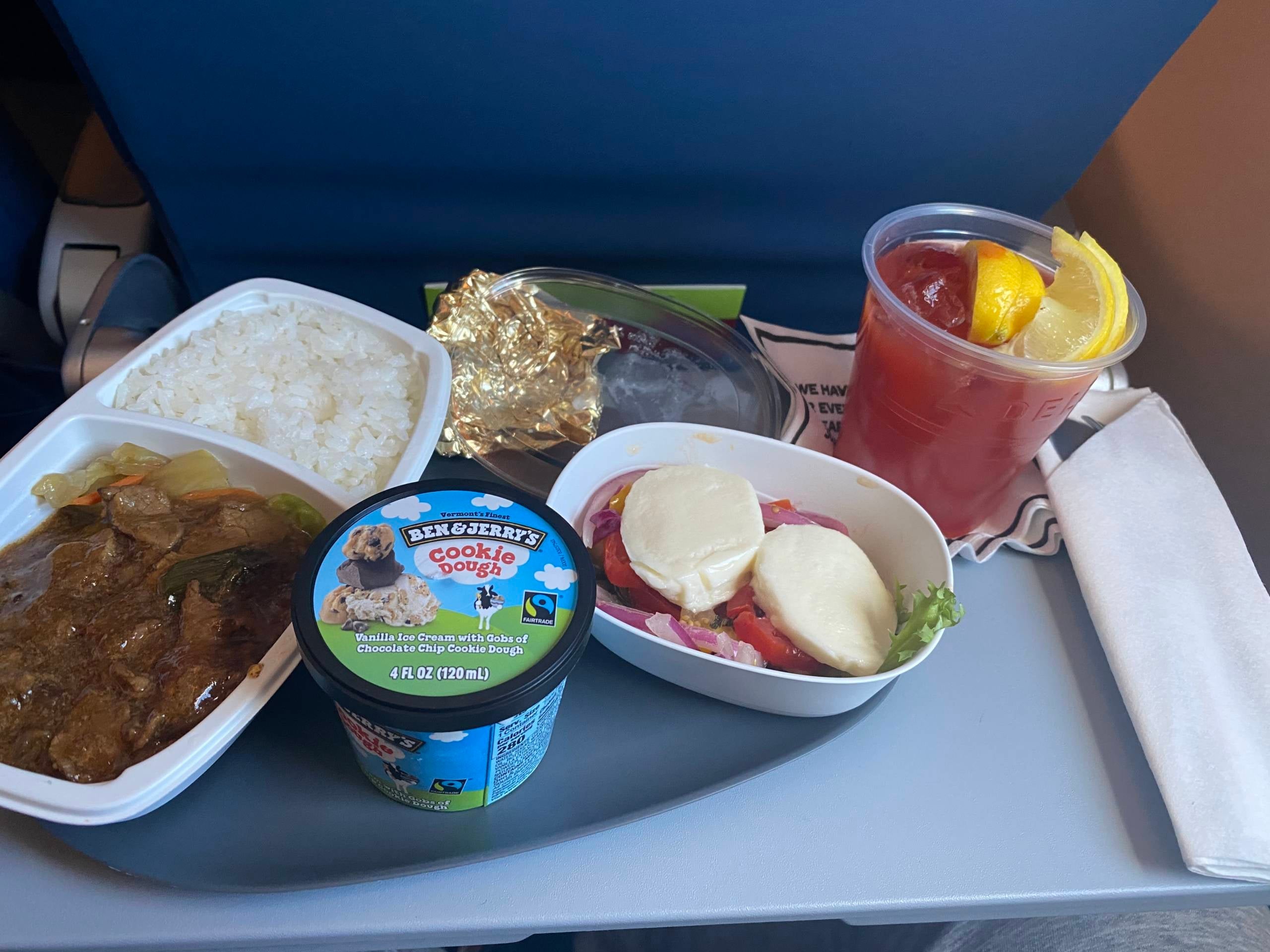 Delta's in-flight meal during the pandemic for international trip