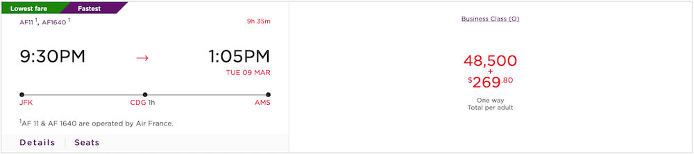 JFK AMS Virgin Atlantic