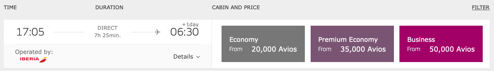 JFK MAD On-Peak Iberia Pricing