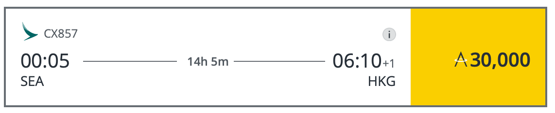 SEA to HKG Asia Miles Pricing