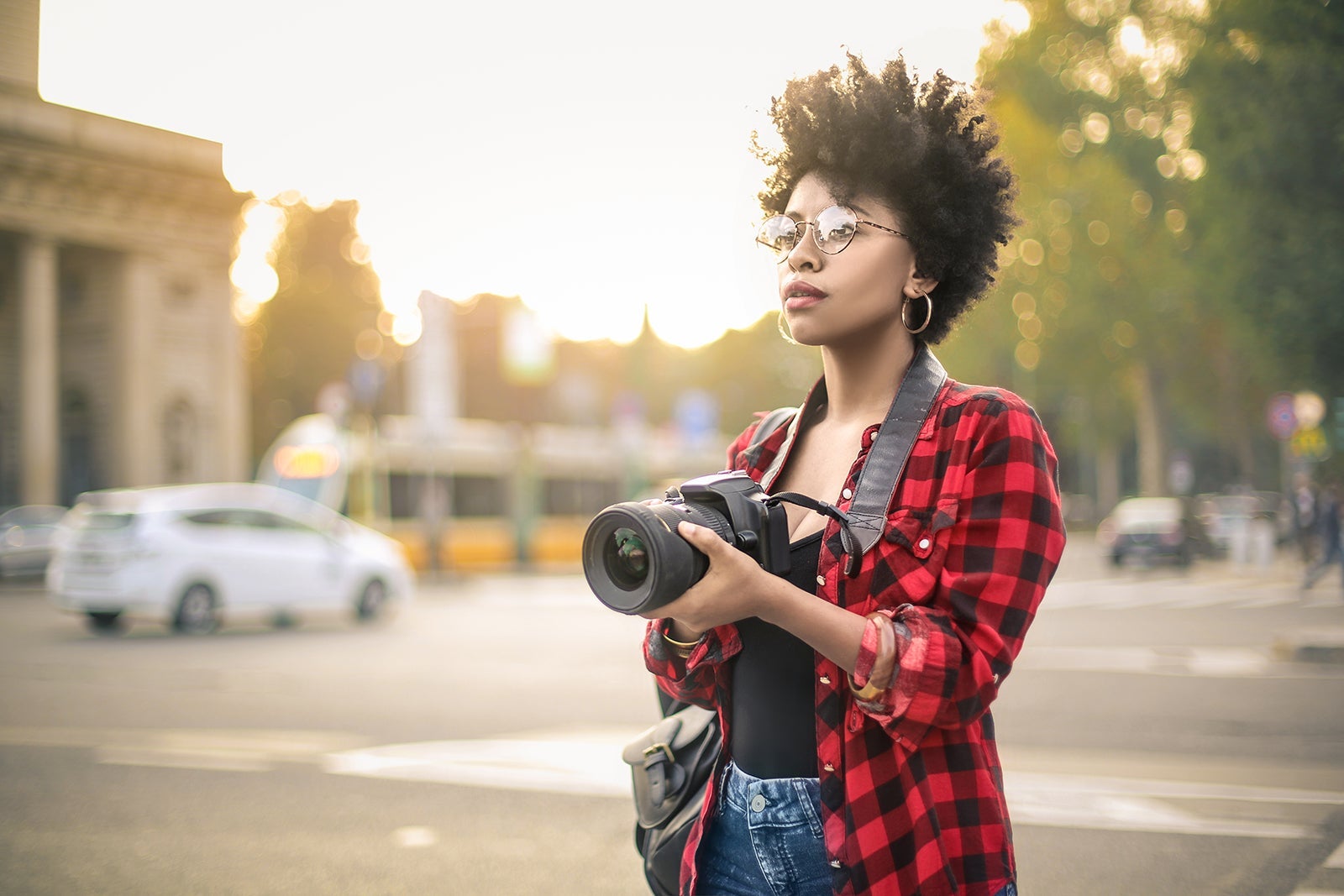 Woman shooting images
