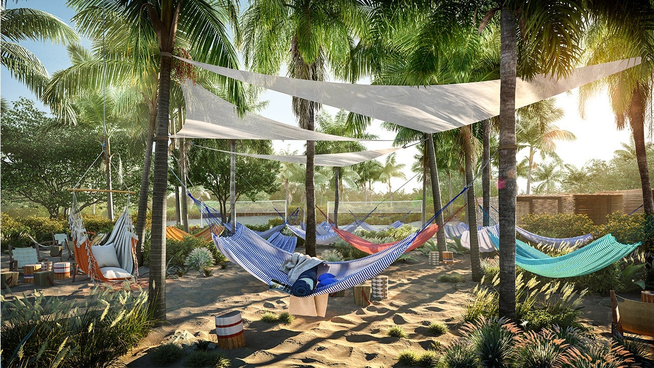 The Beach Club - Bimini - Virgin Voyages - hammocks
