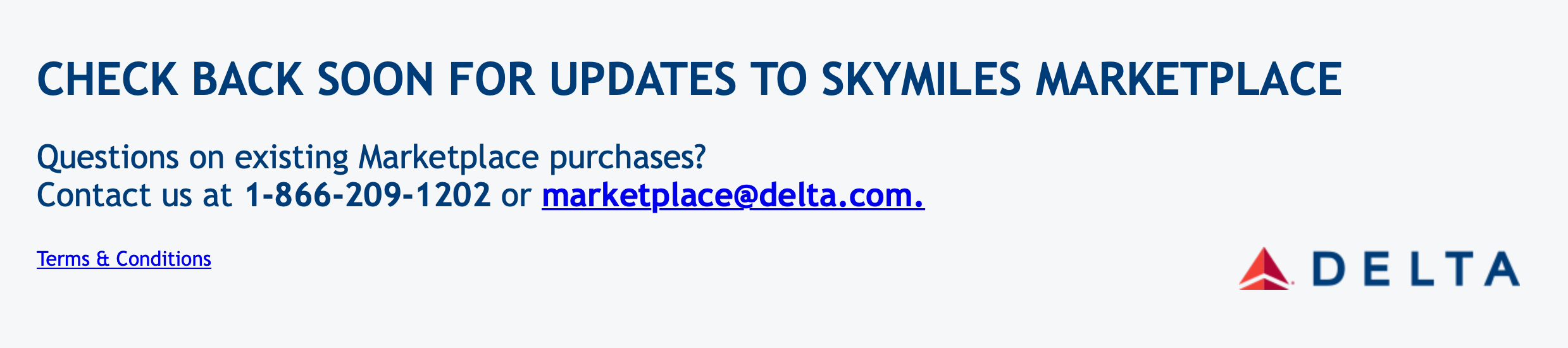 Delta SkyMiles Marketplace Paused