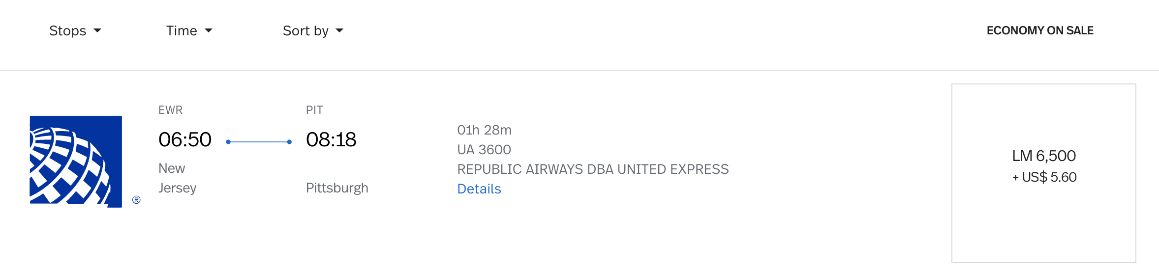 EWR PIT LifeMiles Pricing