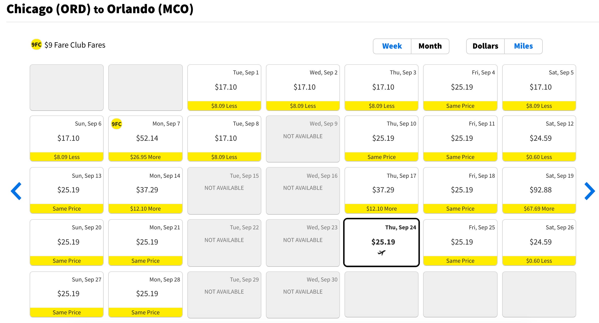 Spirit ORD-MCO September 2020