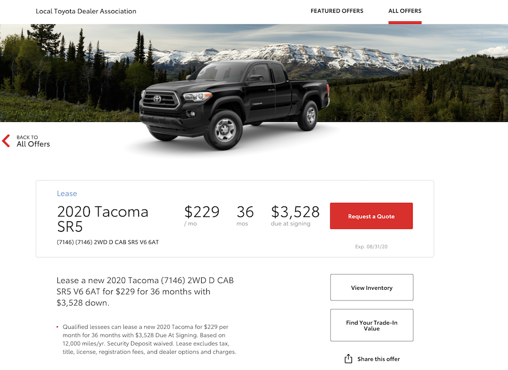 Toyota Tacoma Lease Price