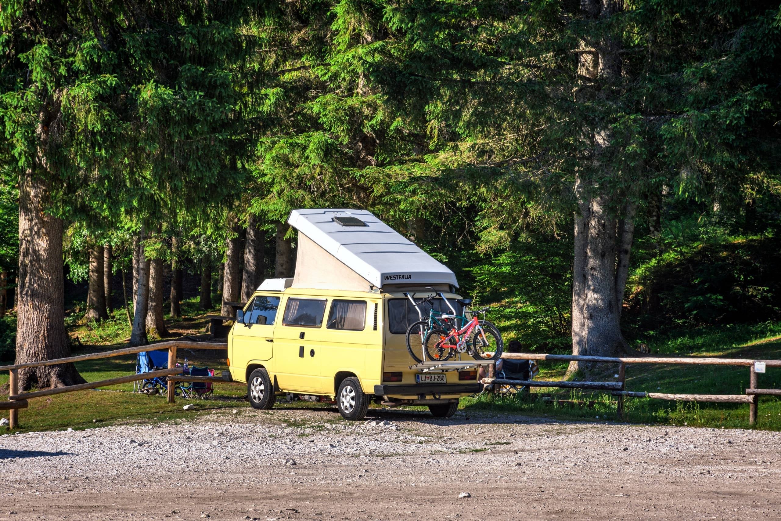 Old RV under a tree