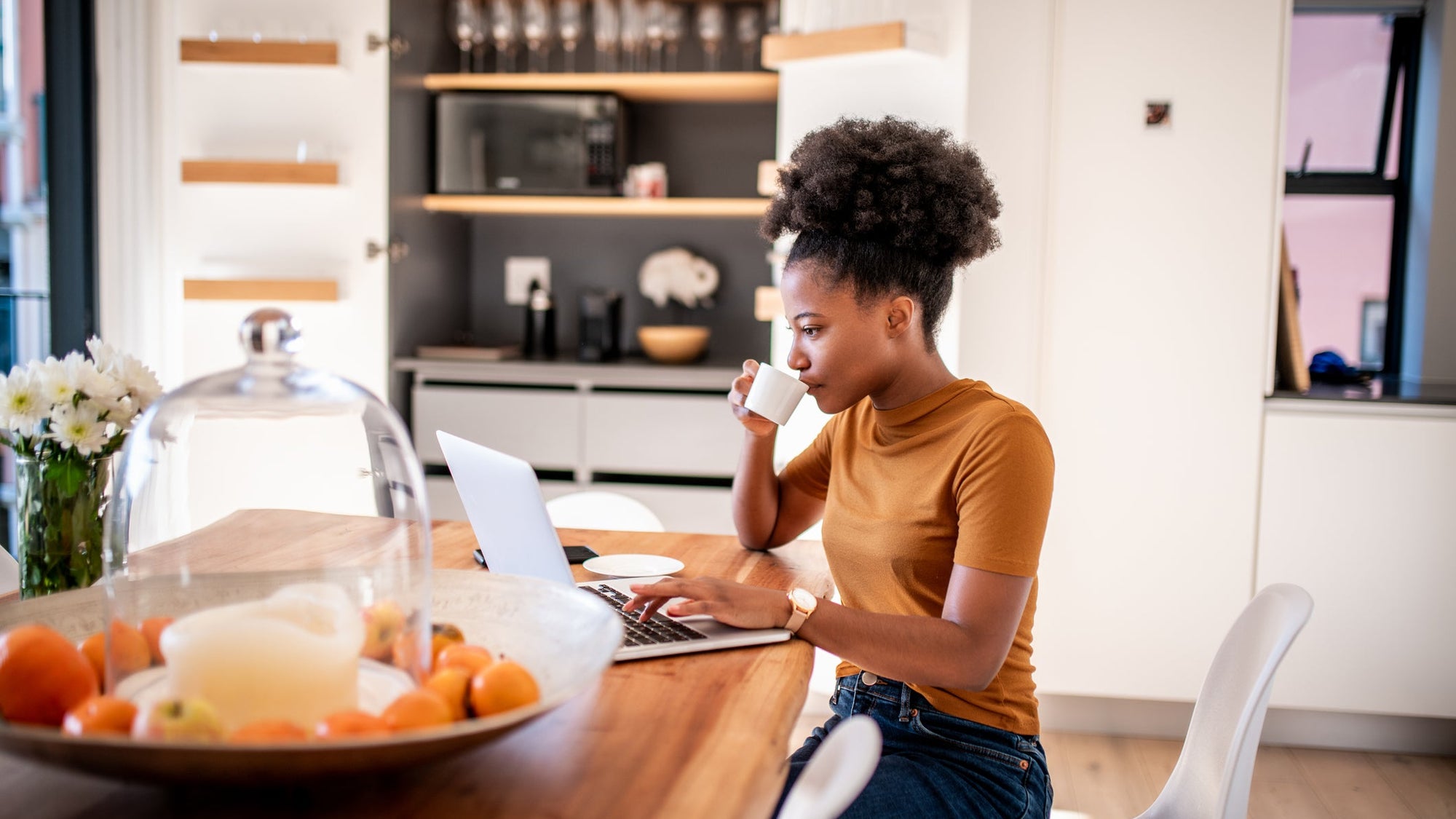Coffee break and online shopping