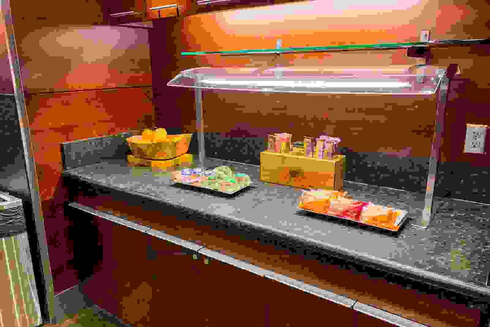 Scaled back food and beverage options at Alaska Airlines lounge in Seattle. (Photo by Clint Henderson/The Points Guy)