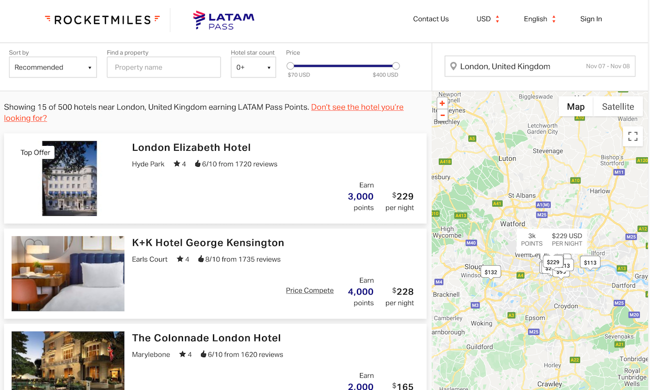 Booking Hotels with RocketMiles