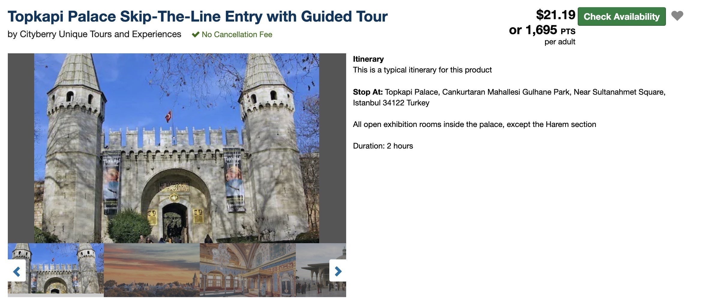 Chase Ultimate Rewards travel Topkapi palace tour