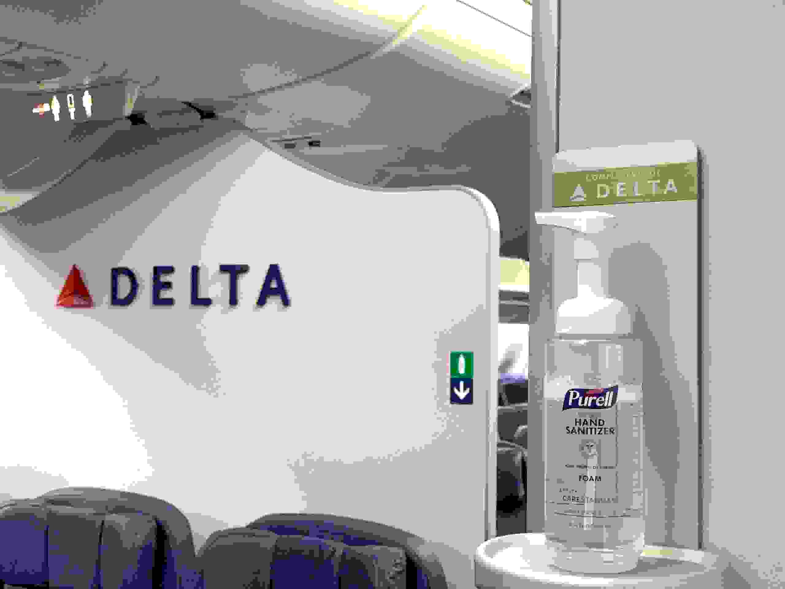 Delta hand sanitizer station. (Photo courtesy Delta Air Lines)
