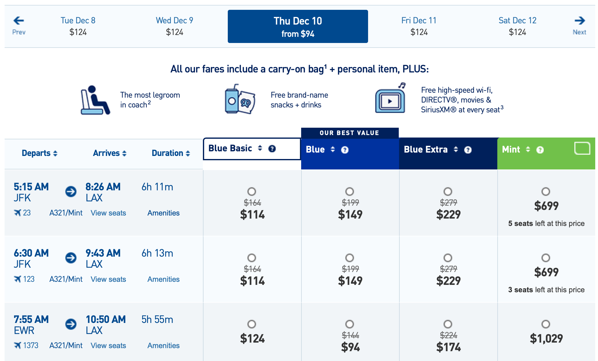 JetBlue Promo Search Results