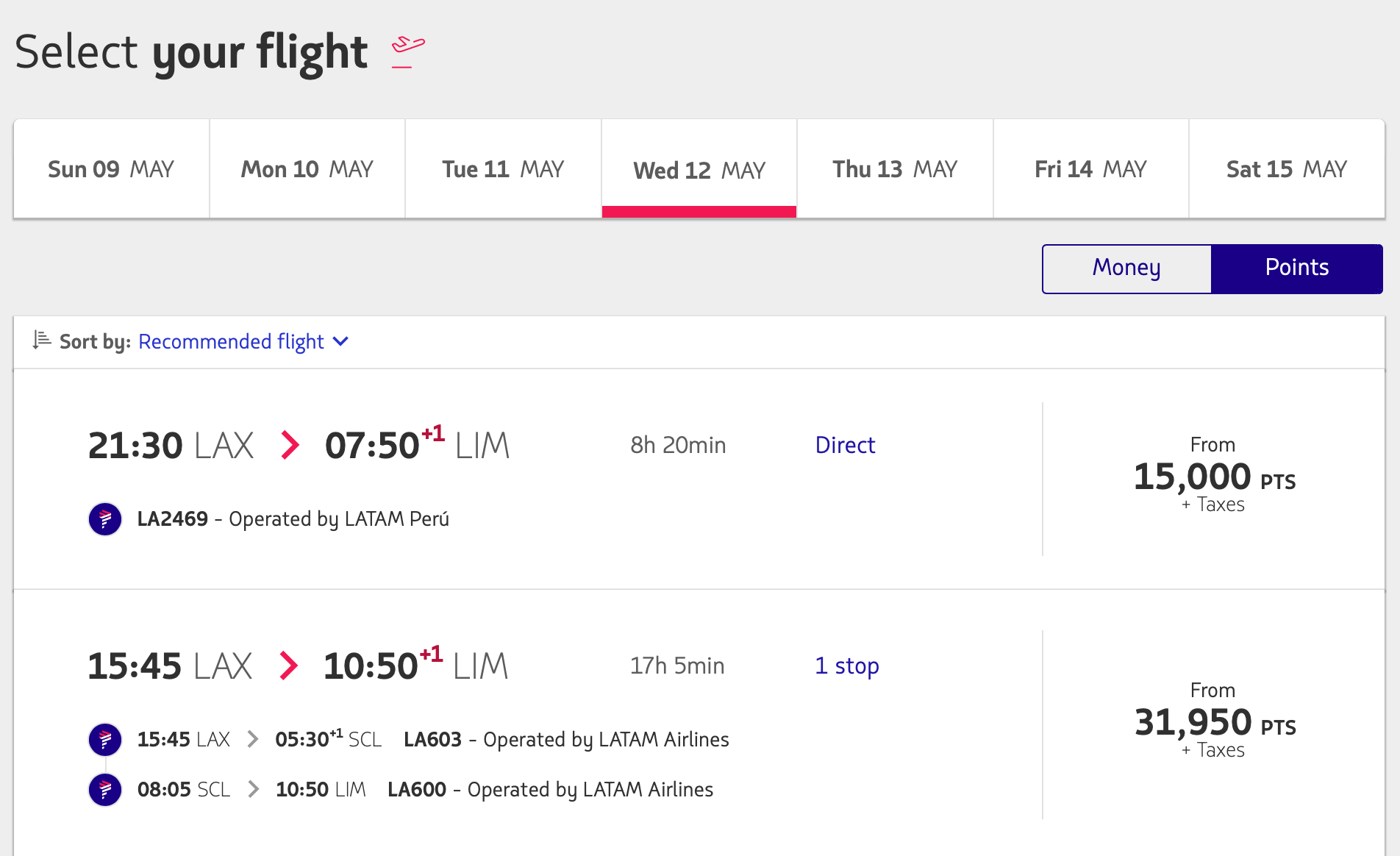 LAX-LIM LATAM Pass Booking