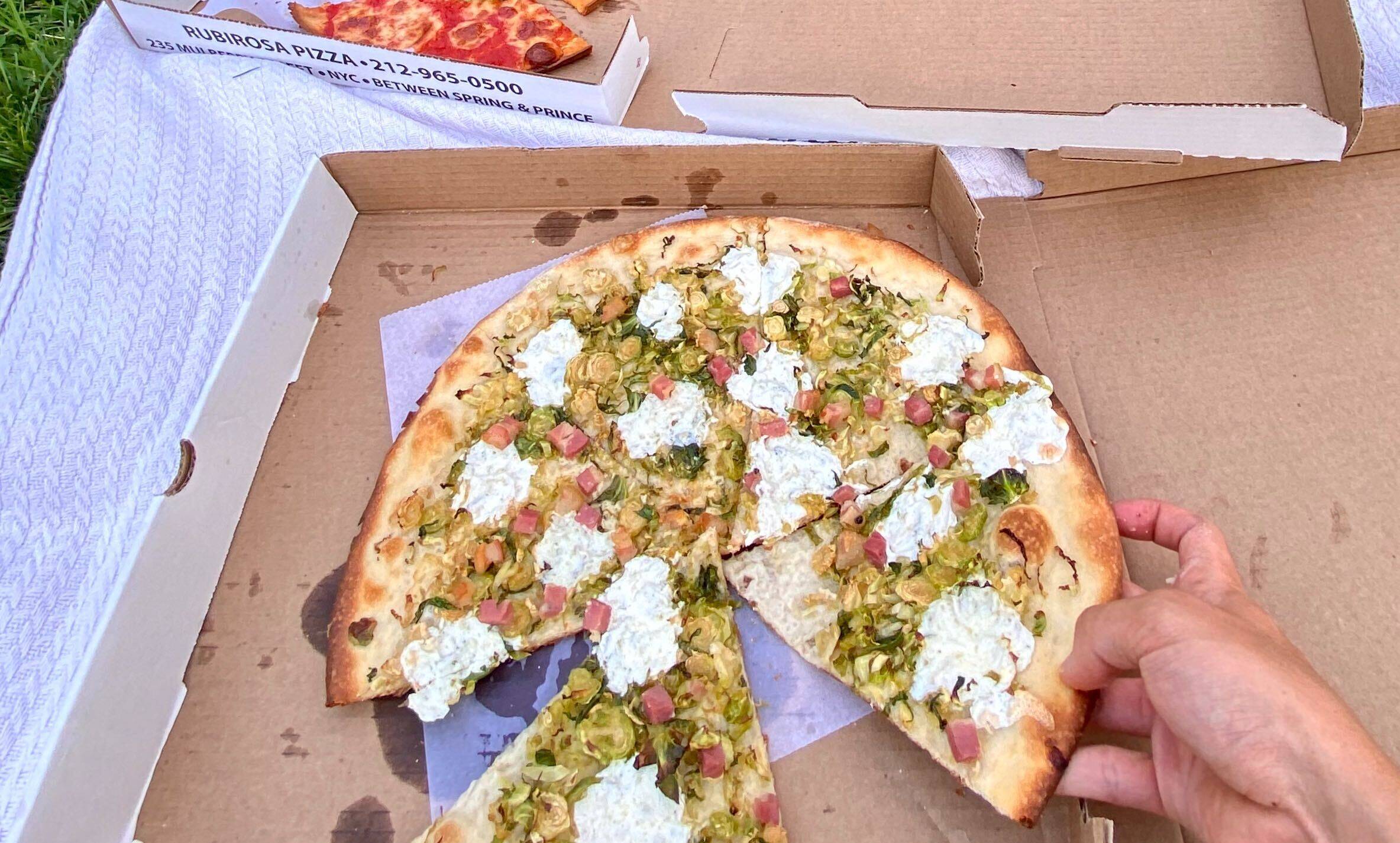 Pizza to go from Rubirosa, one of favorite spots in the city.