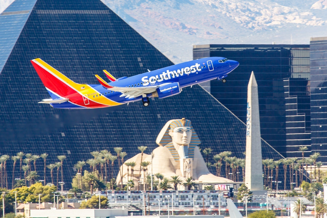 Southwest Flight Taking Off Over Las Vegas