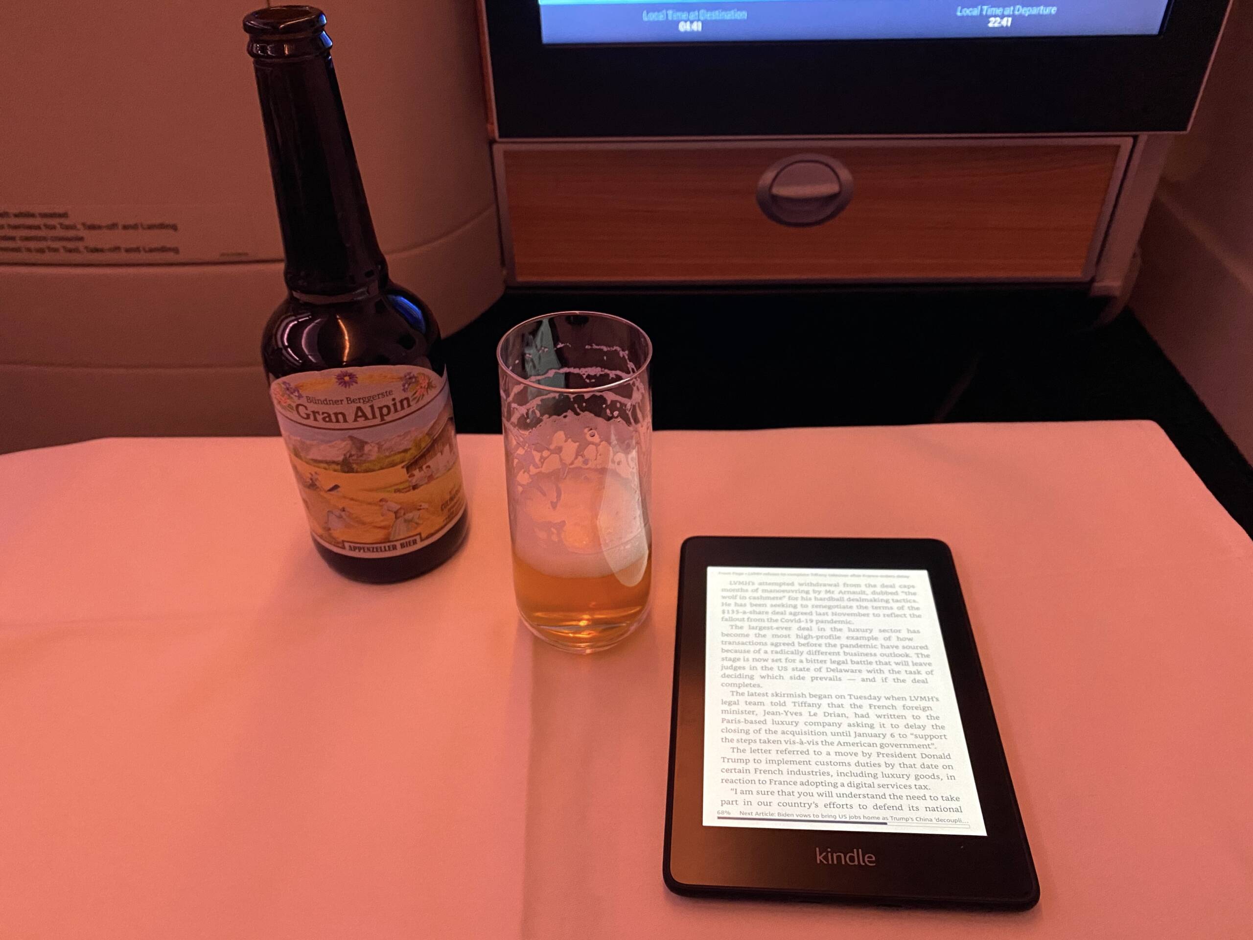 Swiss Beer and Kindle on Table