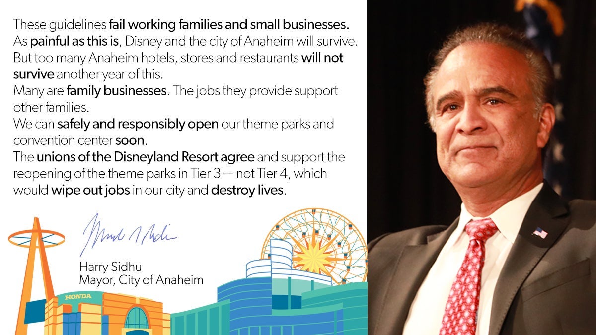 Anaheim Mayor Theme Park Statement
