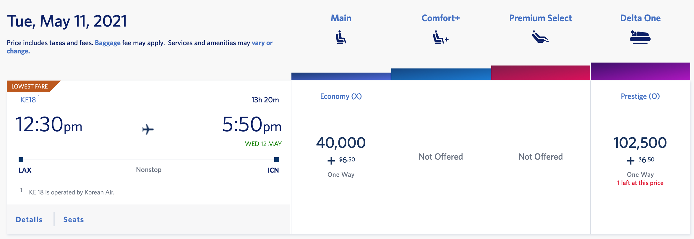 New Korean Airlines SkyMiles Pricing