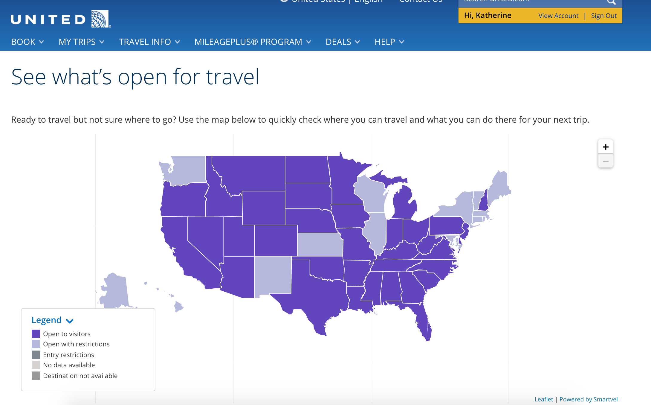 Screen shot courtesy of United.com