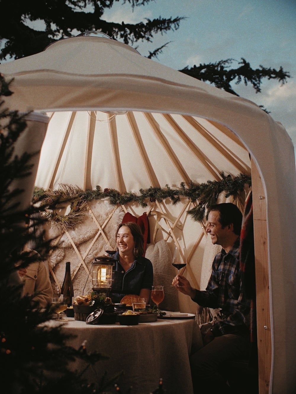 Amex Yurt Exterior Showing People Inside