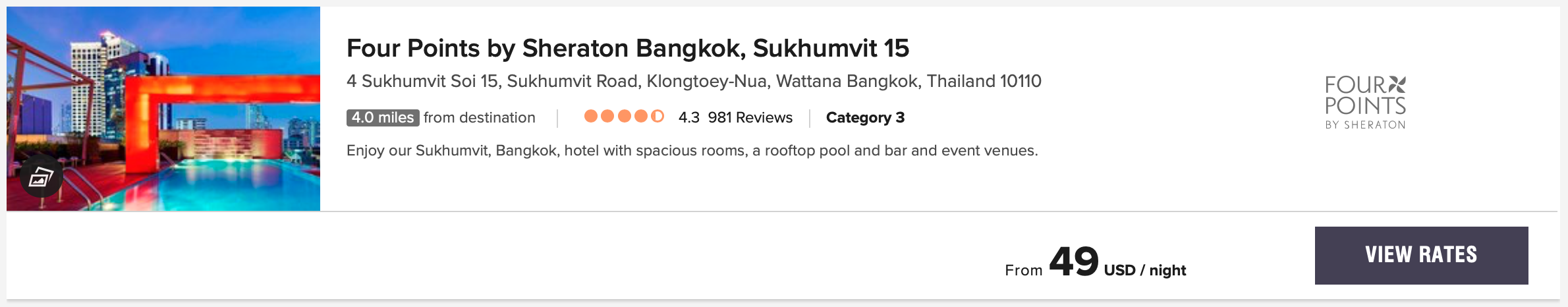 Four Points Bangkok Price