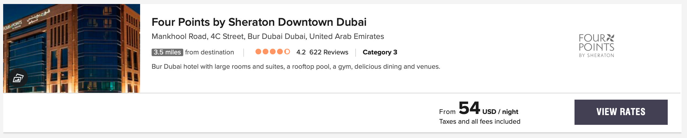 Four Points by Sheraton Downtown Dubai Cash Price