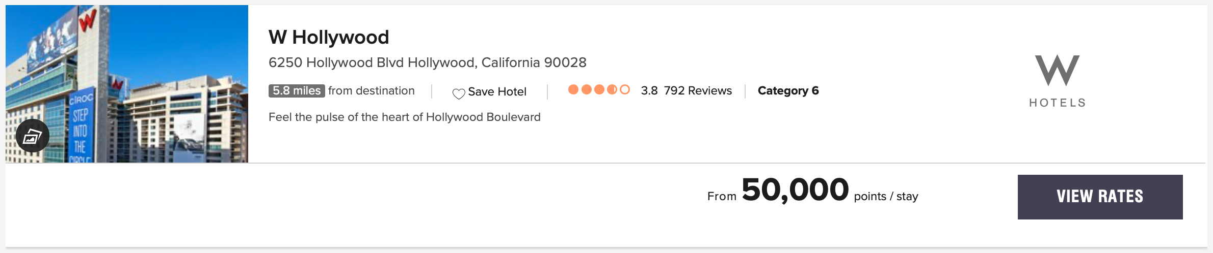 W Hollywood Marriott Bonvoy Points Cost