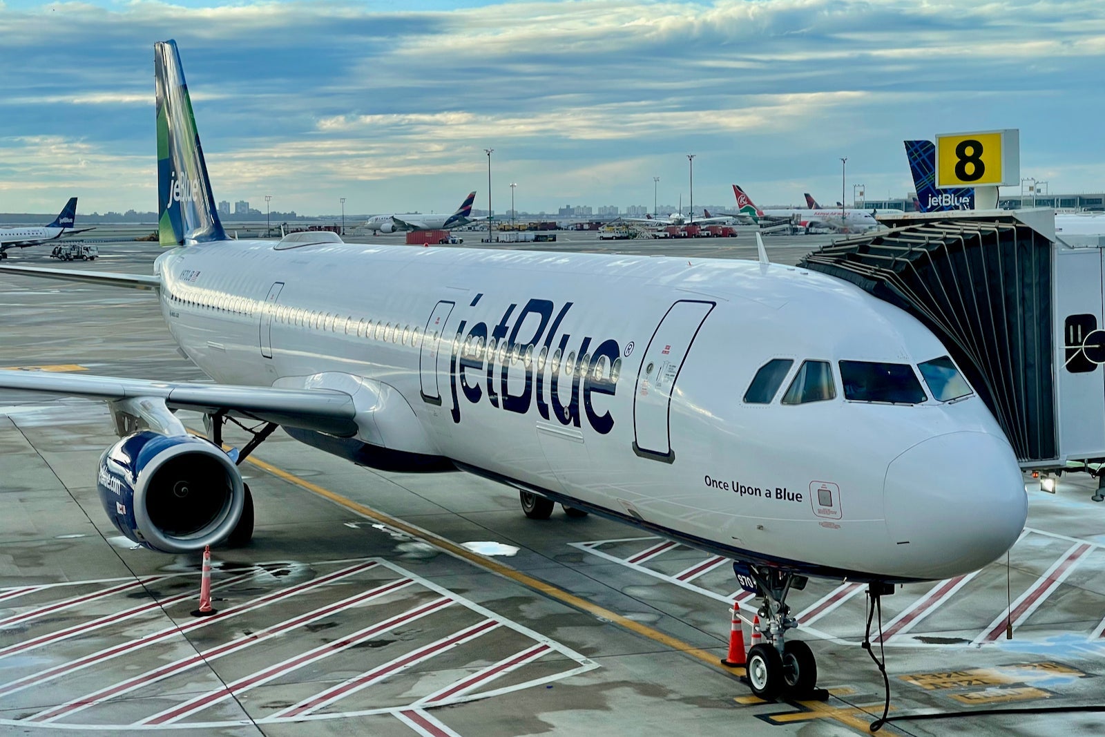 JetBlue plane at the gate